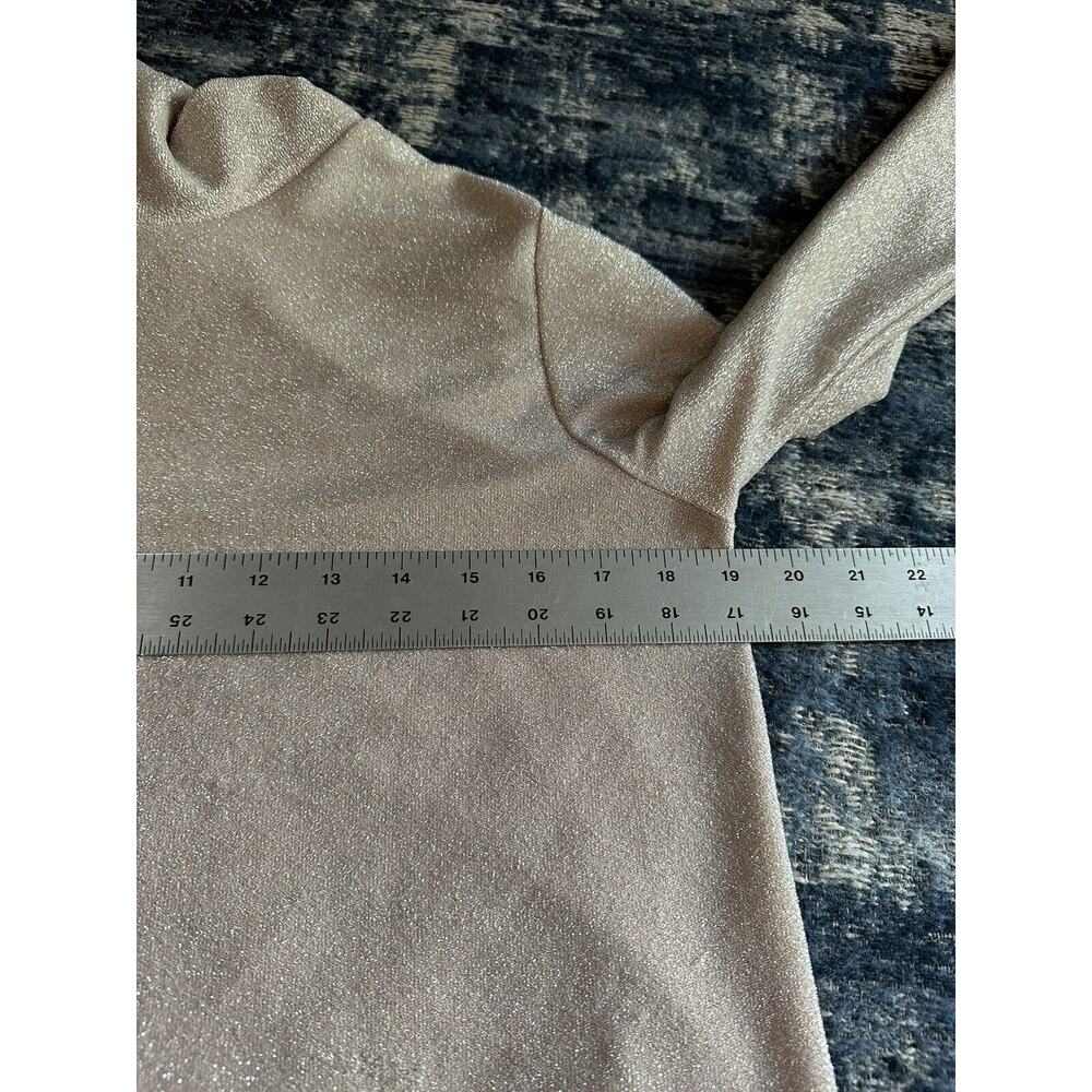 Karen Kane Turtleneck Womens Size Medium Long Sleeve Champagne Shimmer Tunic Top - Picture 8 of 9